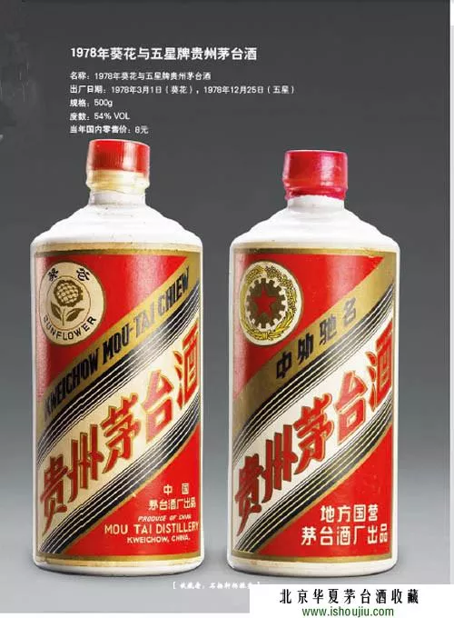 1978年葵花与五星牌贵州茅台酒- 北京华夏茅台酒收藏公司